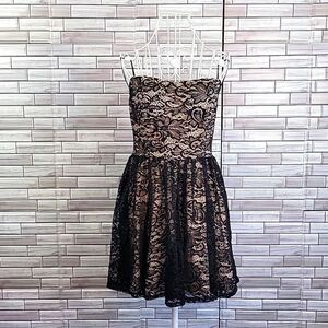La Scala black lace strapless mini special occasion dress Size XS